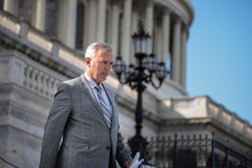 Rep. John Katko, R-N.Y. walks down the steps of the U.S. Capitol on September 23, 2021 in Washington, DC.