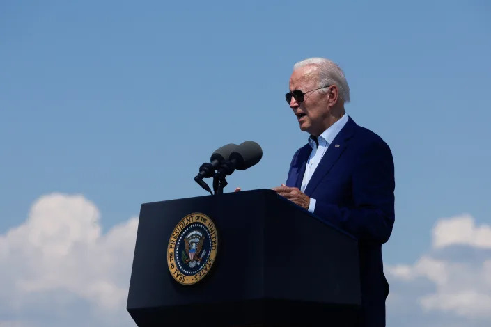 President Biden delivers remarks on climate change and renewable energy at the former Brayton Point Power Station in Somerset, Massachusetts, July 20, 2022. REUTERS/Jonathan Ernst