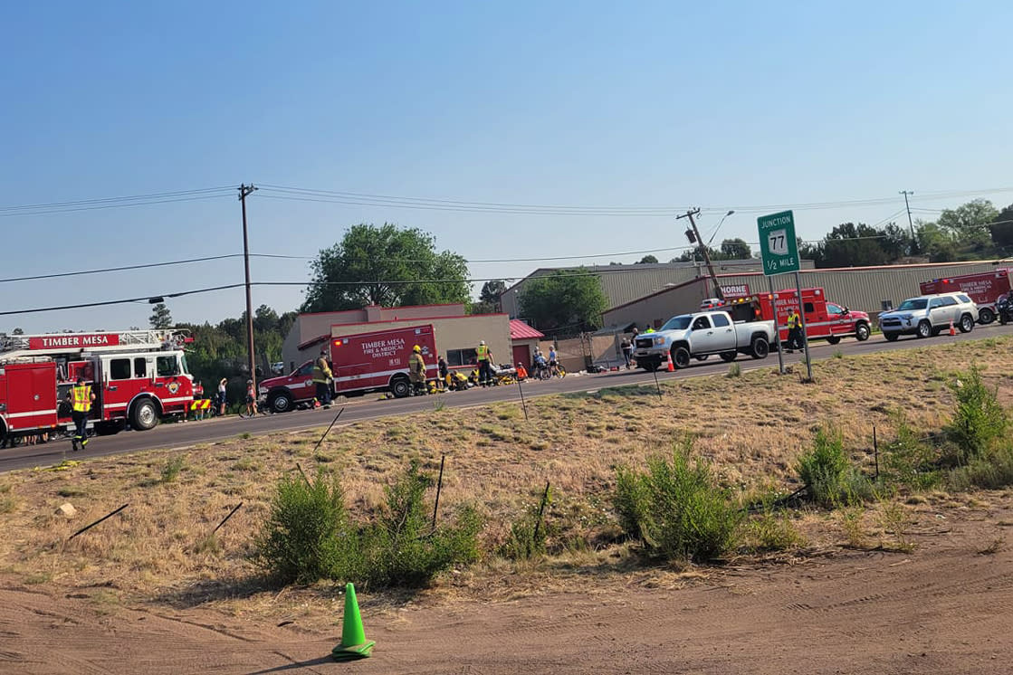 Multiple cyclists have reportedly been critically injured after being run over by a truck in Show Low, Ariz., on June 19, 2021. (Timber Mesa Fire and Medical District)