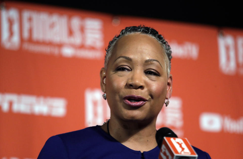 WNBA president Lisa Borders is stepping down to become the first-ever president and CEO of Time’s Up. (AP Photo)