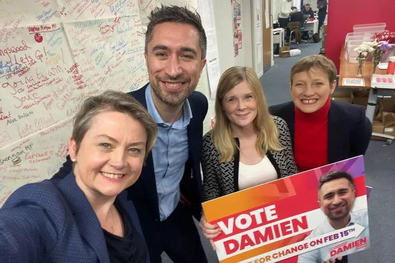 Campaigning in the Kingswood by-election - Yvette Cooper supporting Labour candidate Damien Egan