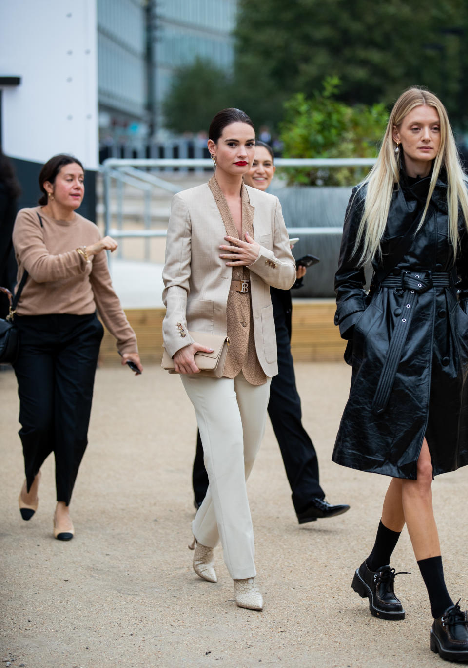 Lily James at the Burberry September 2019 show at LFW