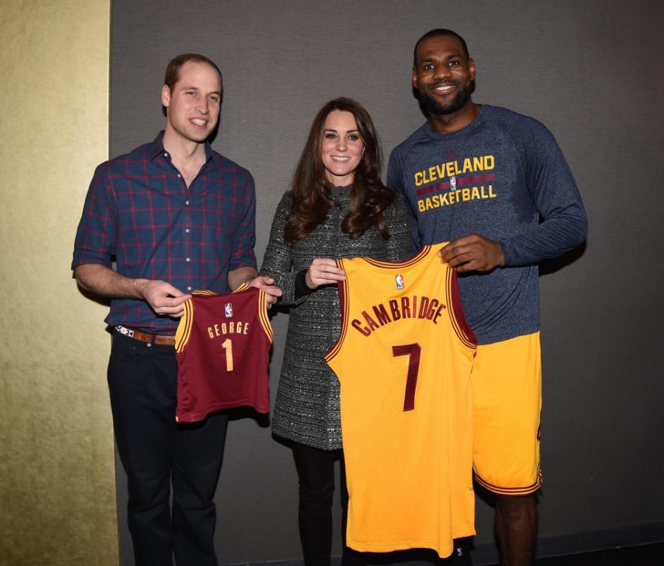 Then-Cavaliers star LeBron James even gave the royals a jersey for their son, Prince George. Getty Images