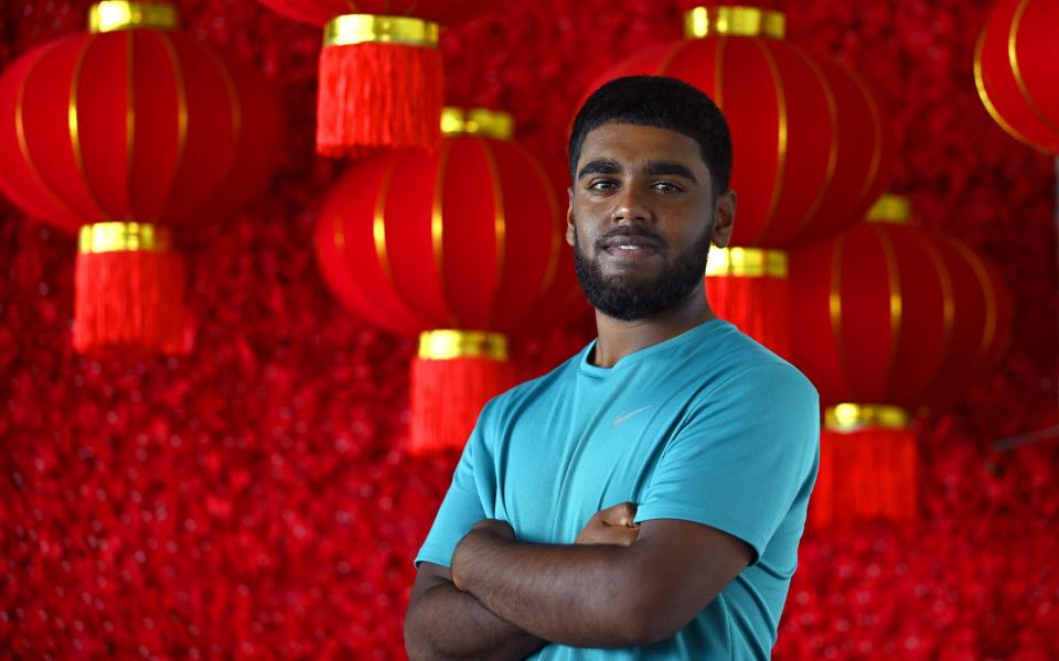 Rehan Ahmed at England's team hotel before the second Test in India