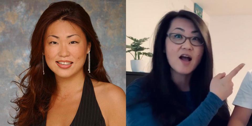 Jun Song on "Big Brother" season four in 2003 and in 2020