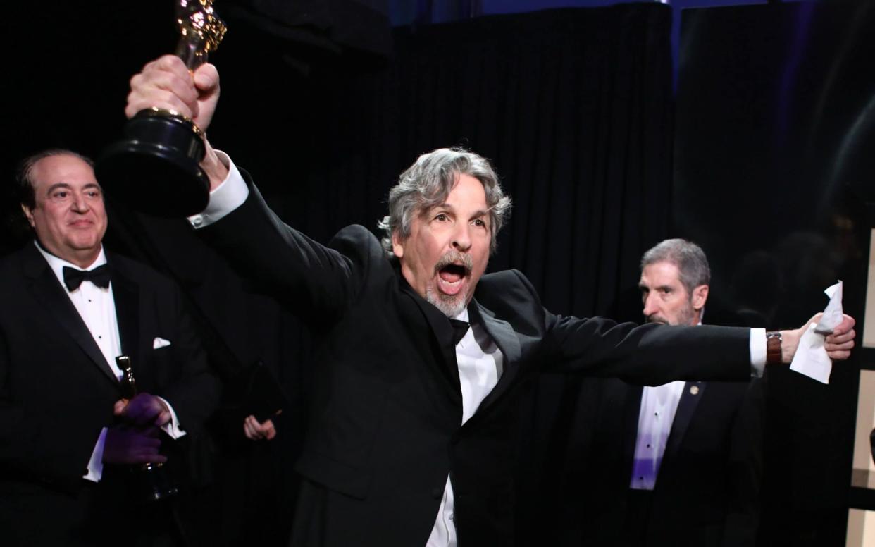 Director Peter Farrelly celebrates winning Best Picture for Green Book at this year's Oscars - REUTERS