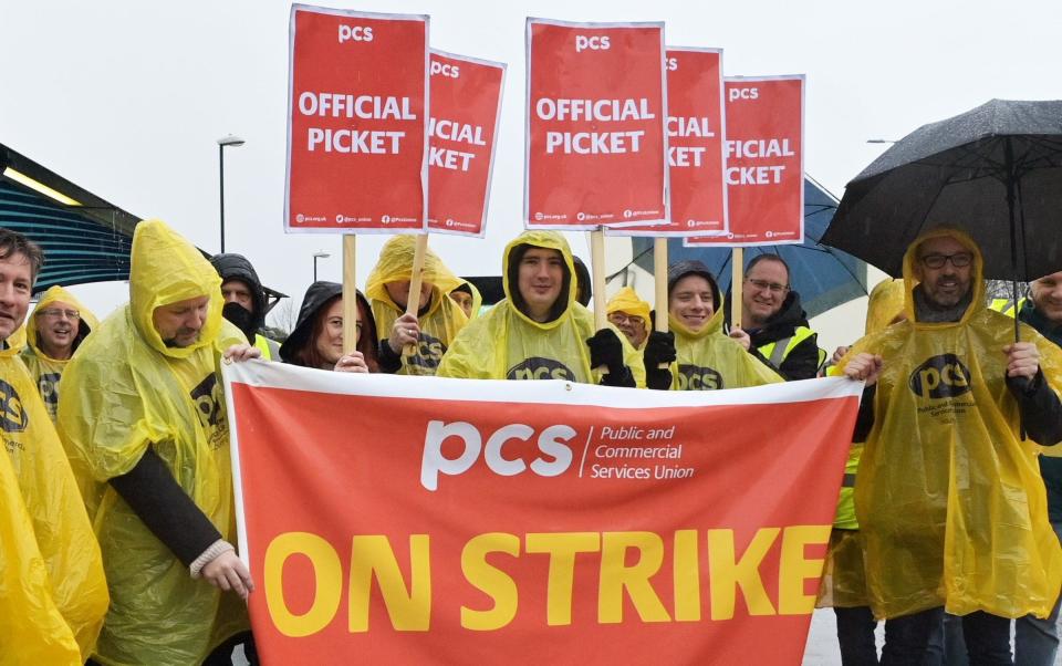 Striking Border Force workers picket near Gatwick Airport - Stuart Brock/Shutterstock