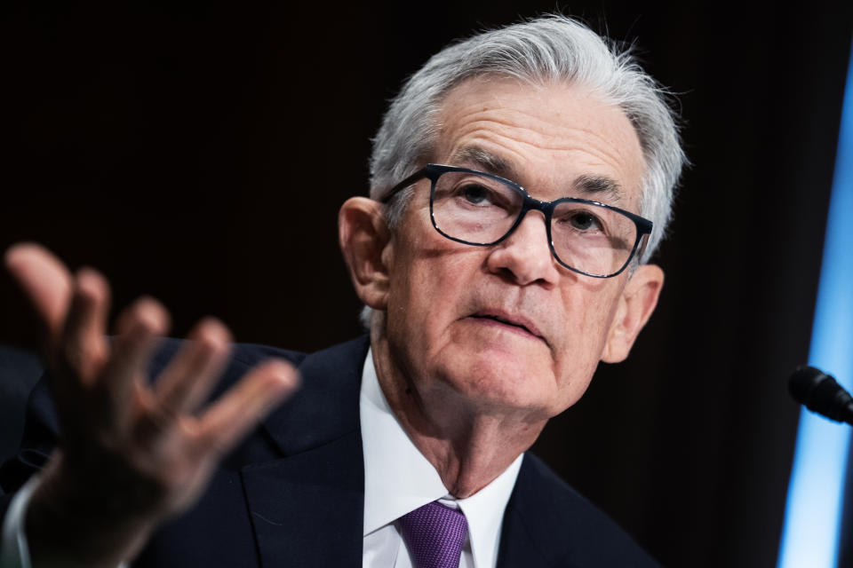 UNITED STATES - MARCH 7: Federal Reserve Chairman Jerome Powell testifies during the Senate Banking, Housing and Urban Affairs Committee hearing titled 