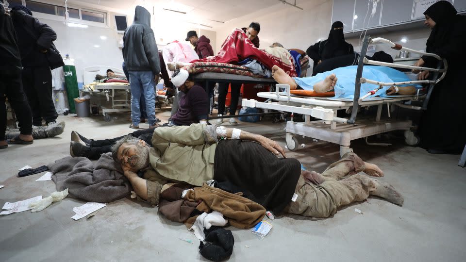 Injured Palestinians receive medical treatment in Al-Shifa Hospital on February 29, 2024. - Dawoud Abo Alkas/Anadolu/Getty Images