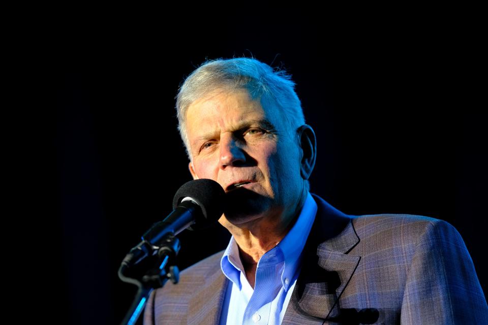 Evangelist Franklin Graham spoke in Oklahoma City in 2021 on a "Route 66: God Loves You" tour.