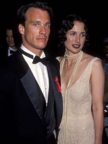 <p>Ron Galella/Ron Galella Collection/Getty</p> Paul Qualley and Andie MacDowell during 65th Annual Academy Awards at Shrine Auditorium in Los Angeles, California, United States.