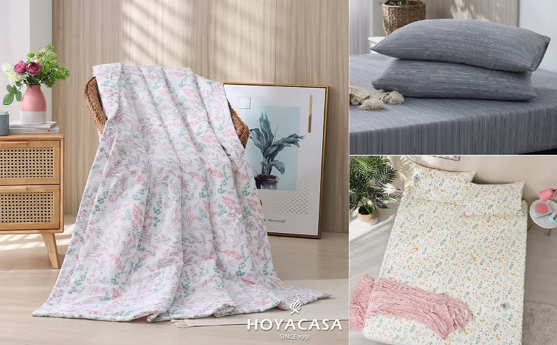 ▲HOYACASA 100%精梳棉床包枕套/涼被，即日起至7/24，涼夏品降價活動，原價$3,690活動價$799。（圖片來源：Yahoo購物中心）