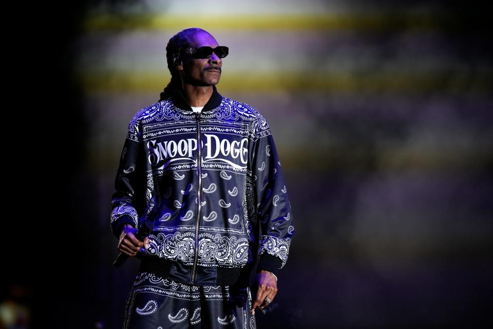 Rapper Snoop Dogg performs on the last night of the Cincinnati Music Festival Saturday July 23, 2023 at Paycor Stadium.