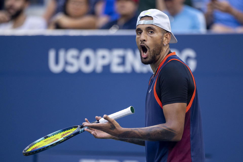 Nick Kyrgios, pictured here in action during his match against Benjamin Bonzi at the US Open.