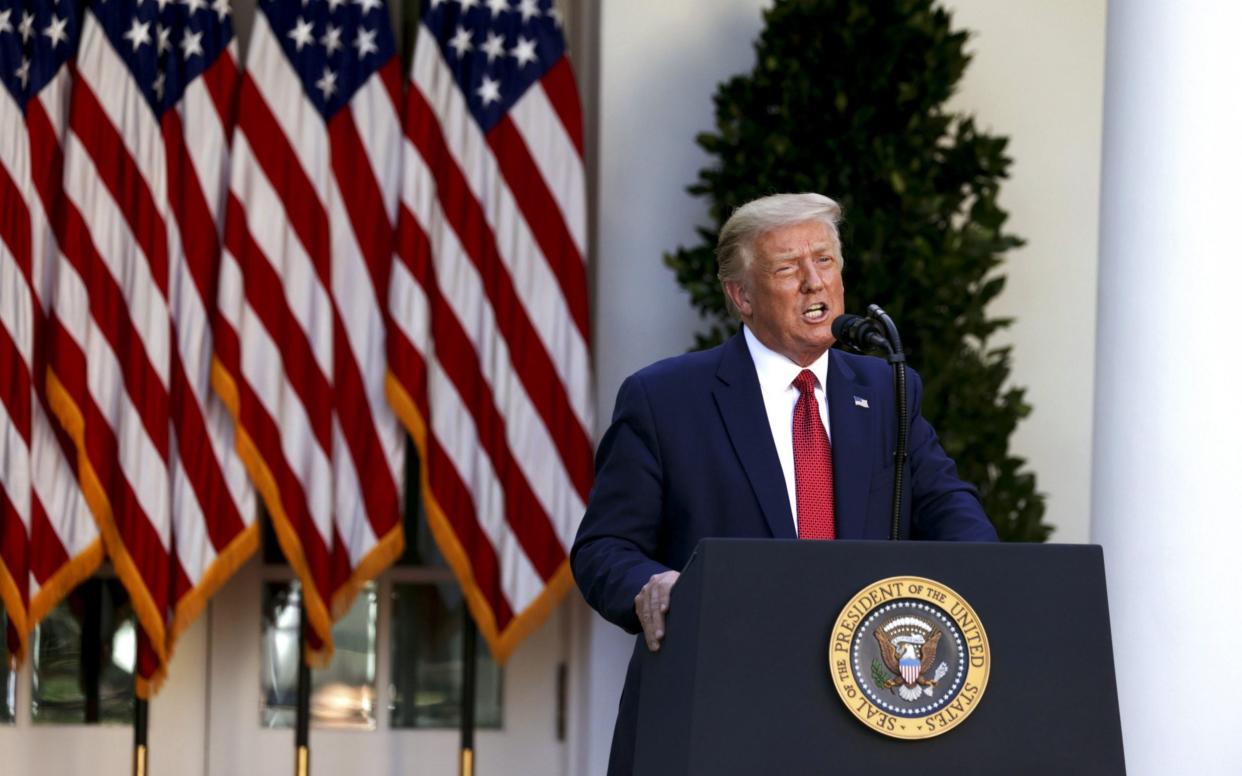Donald Trump speaks during a news conference in the Rose Garden of the White House  - Tasos Katopodis/UPI/Bloomberg 