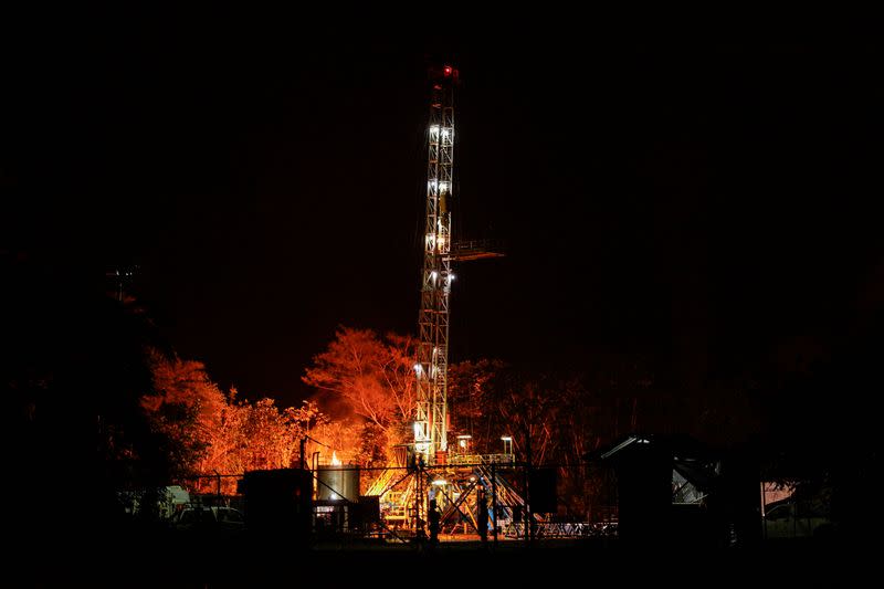 Infrastructure of Ecuador's state-run oil company Petroecuador is pictured outside of Nueva Loja