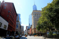 <p>West Broadway near Duane Street in New York City does not have the same view on Sept. 4, 2017, that it had 16 years ago. (Photo: Gordon Donovan/Yahoo News) </p>