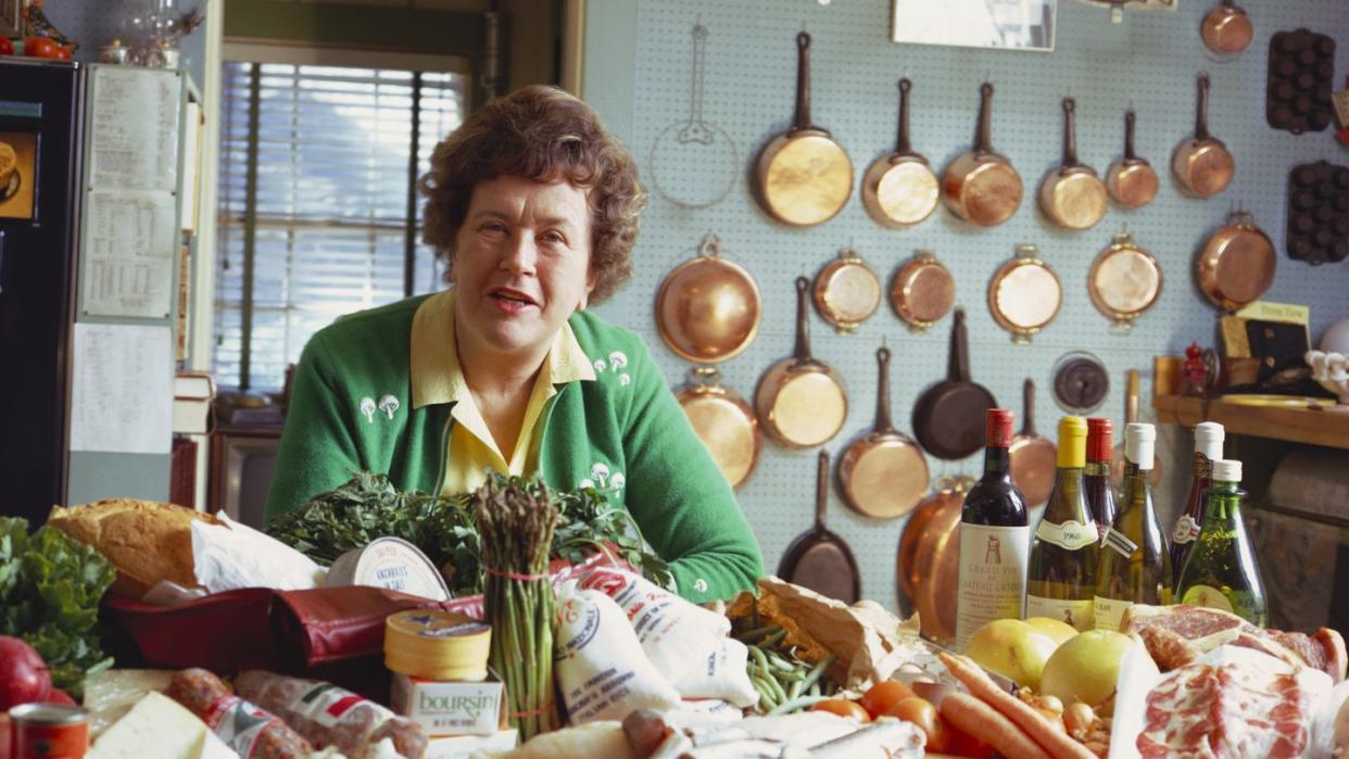 portrait of julia child in her kitchen