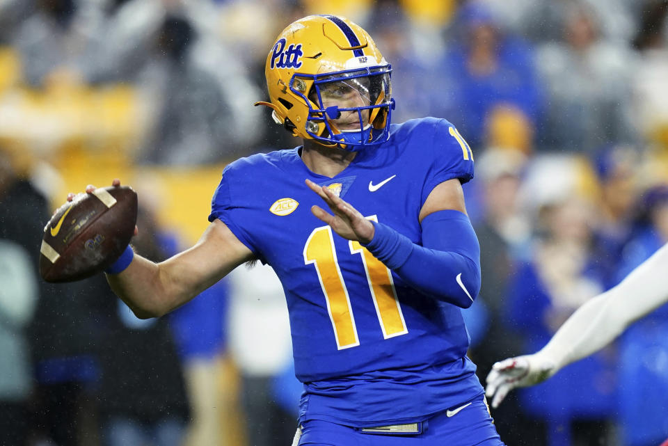 Pittsburgh quarterback Christian Veilleux took over the starting job after a bye week and got the job done on Saturday against Louisville. (AP Photo/Matt Freed)