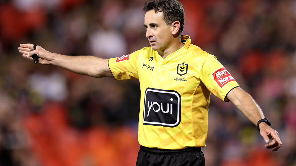 NRL referee Gerard Sutton is pictured during a match.