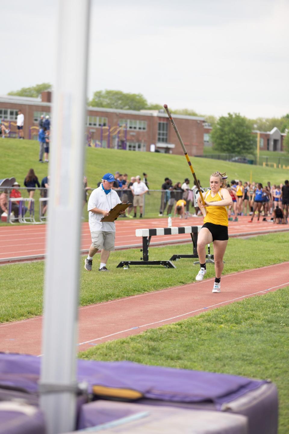 Warwick Valley's Lily Beattie sprints toward the pole vault pit. ALLYSE PULLIAM/For the Times Herald-Record