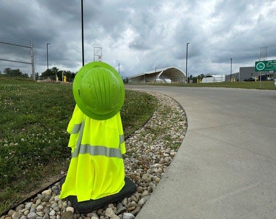 Memorial display at the ODOT Perry County garage following the death of Marty Crane.