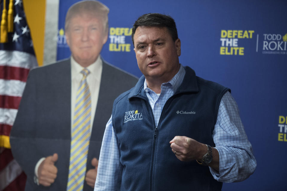 Rep. Todd Rokita, R-Ind., who is running for the Republican nomination for Senate in Indiana, addresses voters in South Bend, Ind., on April 5, 2018. (Photo: Tom Williams/CQ Roll Call/Getty Images)