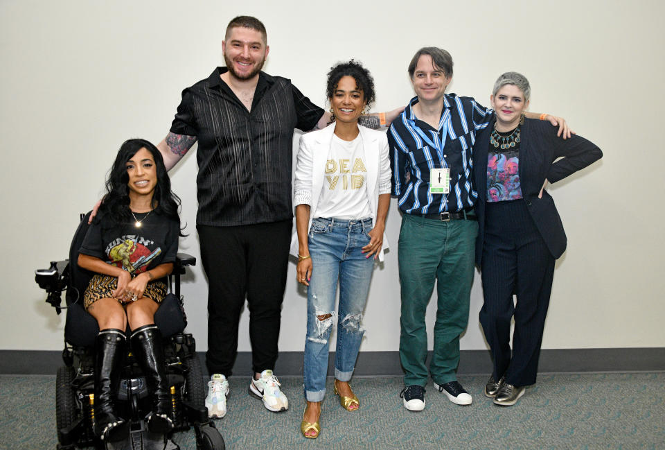 SAN DIEGO, CALIFORNIA - JULY 21: (L-R) Jillian Mercado, Josh Feldman, Lauren Ridloff, Greg Machlin, and Aoife Baker attend the 'Disability Representation On and Off Screen' SDCC Comic-Con Panel Hosted By Inevitable Foundation at San Diego Convention Center on July 21, 2022 in San Diego, California. (Photo by Araya Doheny/Getty Images for Inevitable Foundation)