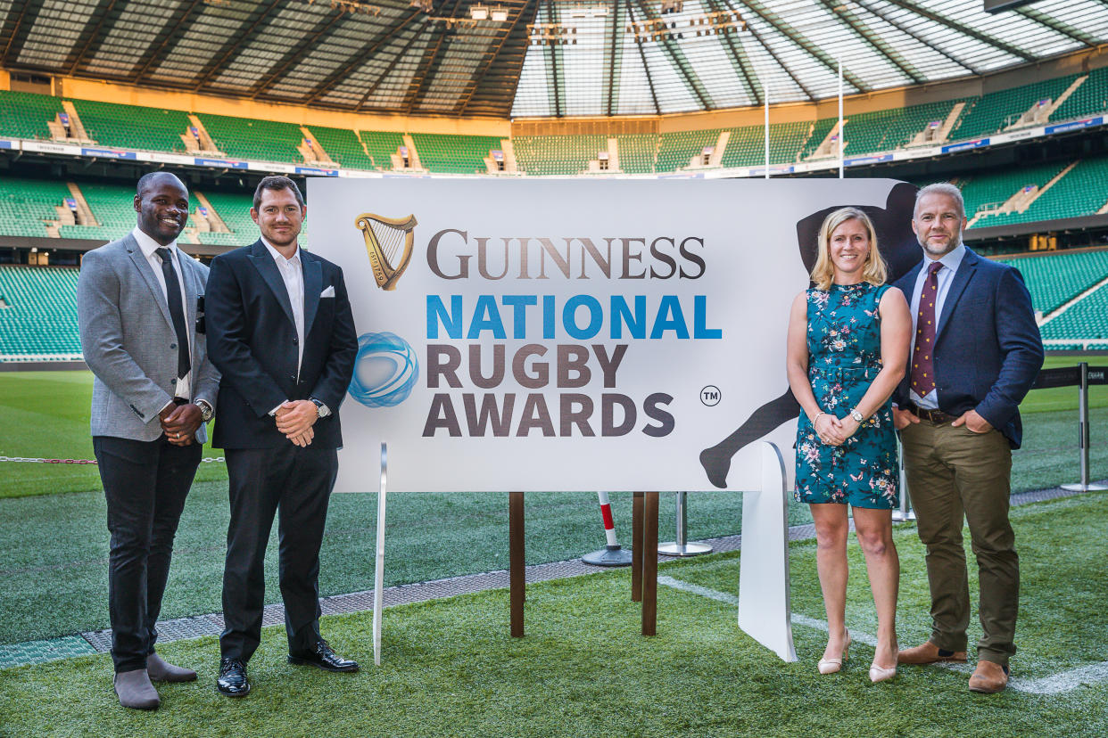 Topsy Ojo, Alex Goode, Danielle Waterman and Ollie Phillips at the Guinness National Rugby Awards