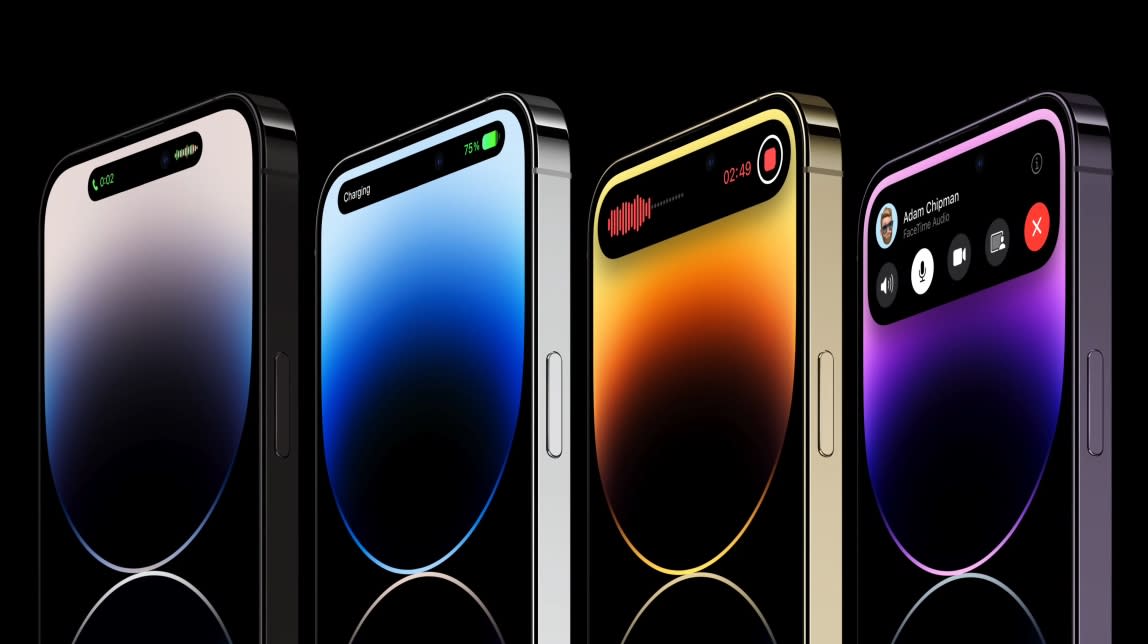  The iPhone 14 Pro in four shades 