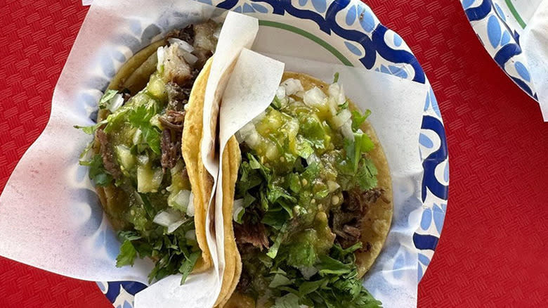 Tacos on paper plate