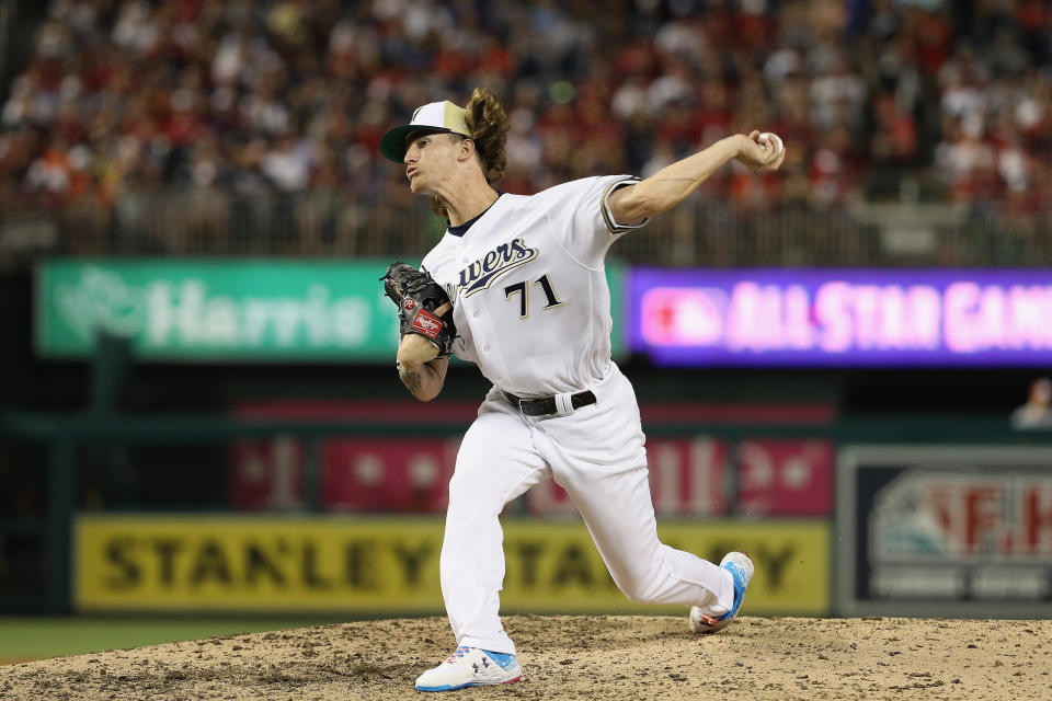 Josh Hader allowed a three-run home run Tuesday night in the MLB All-Star Game. (Getty Images)