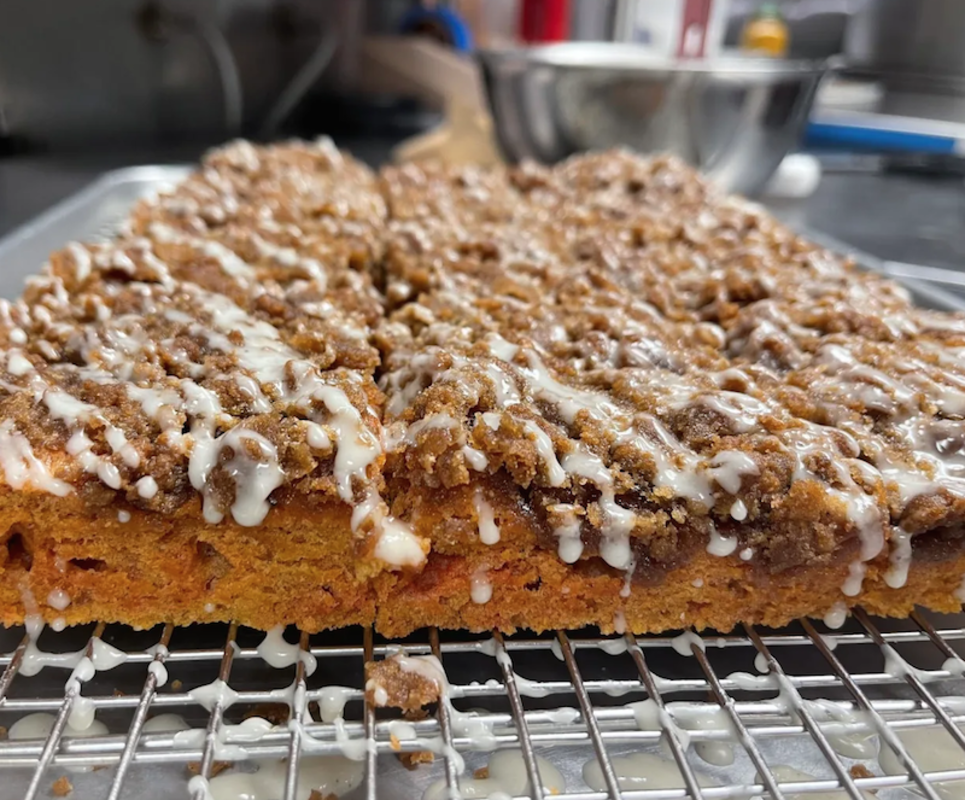 <p>Innocent Yesterday Bakery</p><p>This pumpkin spice coffee cake is perfectly spiced, has crunchy streusel on top with a creamy glaze and sweet and moist cake on the bottom. Super easy to make and the ultimate fall dessert! </p><p><strong>Get the recipe: <a href="https://parade.com/1272407/kelli-acciardo/pumpkin-spice-coffee-cake-with-streusel-topping/" rel="nofollow noopener" target="_blank" data-ylk="slk:Pumpkin Spice Coffee Cake with Streusel Topping;elm:context_link;itc:0;sec:content-canvas" class="link rapid-noclick-resp"><em>Pumpkin Spice Coffee Cake with Streusel Topping</em></a></strong></p>