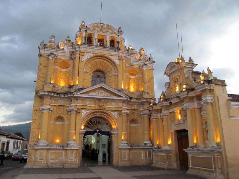 This February 2013 photo shows Iglesia de San Pedro, one of the oldest churches in Antigua, Guatemala, lit up at night. The city boasts one of the best collections of Spanish colonial buildings in the Americas and is a popular destination for tourists. (AP Photo/Amir Bibawy)