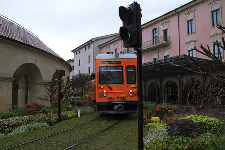 A train is seen inside Huawei's Ox Horn campus at Songshan Lake in Dongguan, Guangdong province, China March 25, 2019. REUTERS/Tyrone Siu