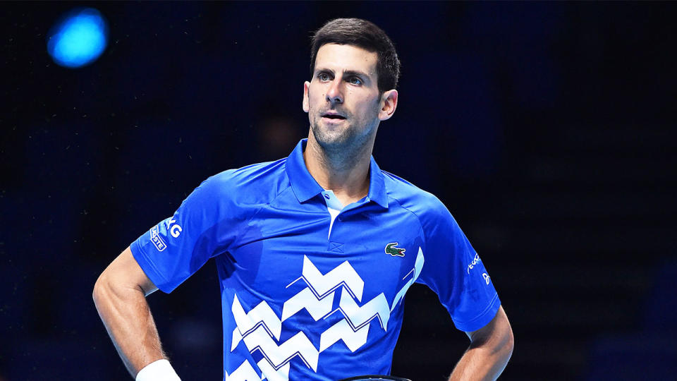 Novak Djokovic (pictured) frustrated during the ATP Finals.