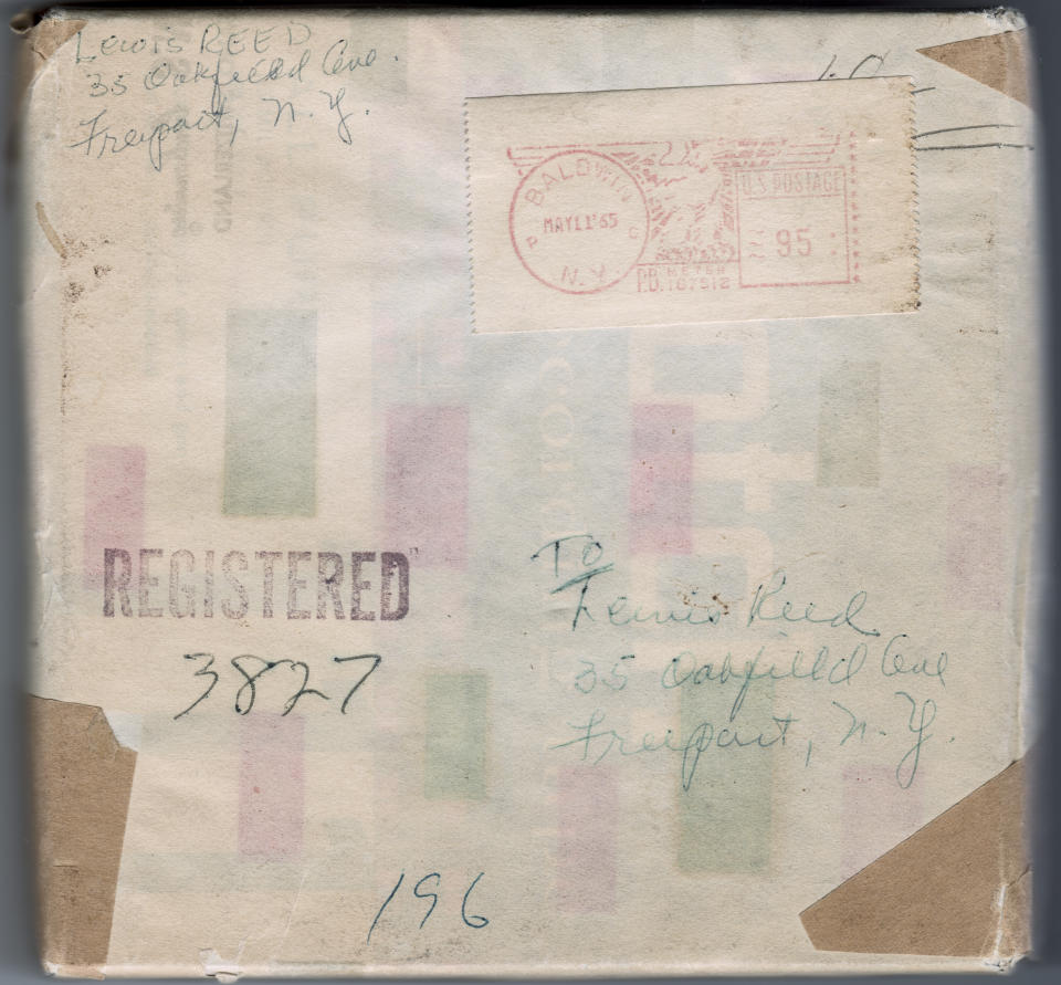 The package containing Reed’s 1965 demos of several Velvet Underground songs and unreleased tracks, which he mailed to himself as a “poor man’s copyright.” - Credit: Courtesy Canal Street Communications