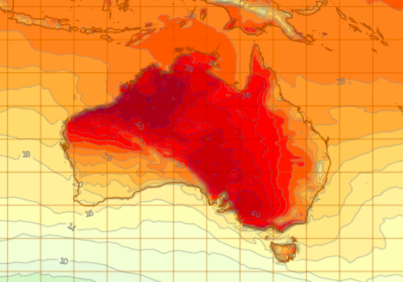 Victoria and South Australia will experience a heatwave rarely experienced at this time of year. Source: BoM