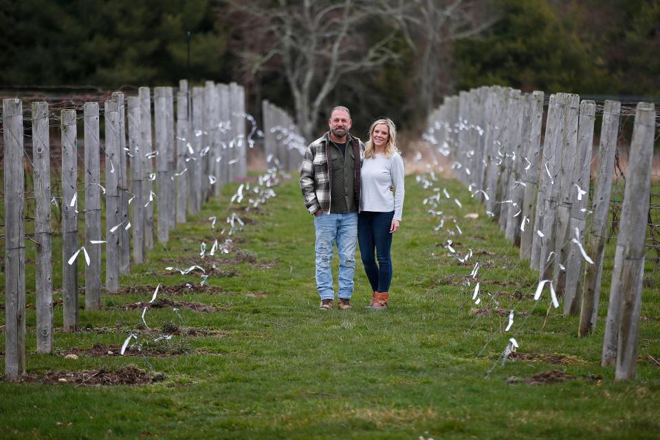 Nicholas Christy, owner, and Angelique Castriano, Marketing & Events Manager, at the Nasketucket Bay Vineyard on New Boston Road in Fairhaven