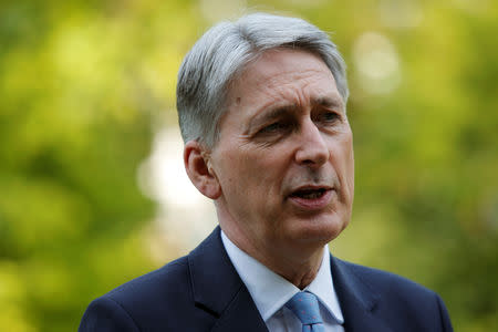 Britain's Chancellor of the Exchequer Philip Hammond speaks during an interview with Reuters at the British Ambassador's residence in Beijing, China April 26, 2019. REUTERS/Florence Lo/Pool