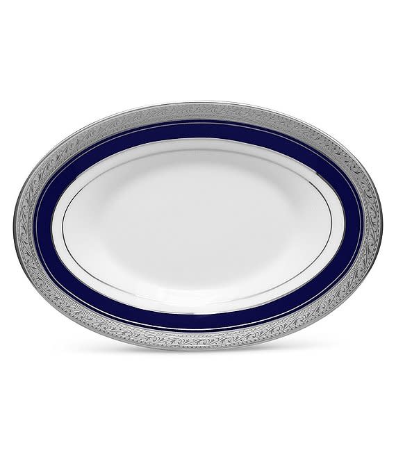 Noritake Crestwood Cobalt Etched Platinum Oval Platter