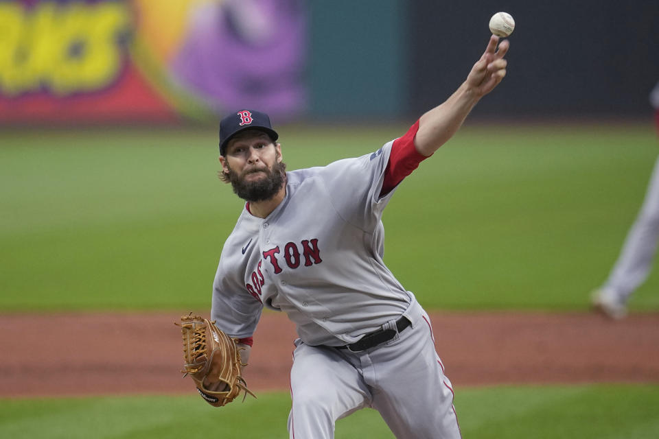 Boston Red Sox starter Matt Dermody pitches during the first inning of the team's baseball game against the Cleveland Guardians, Thursday, June 8, 2023, in Cleveland. (AP Photo/Sue Ogrocki)