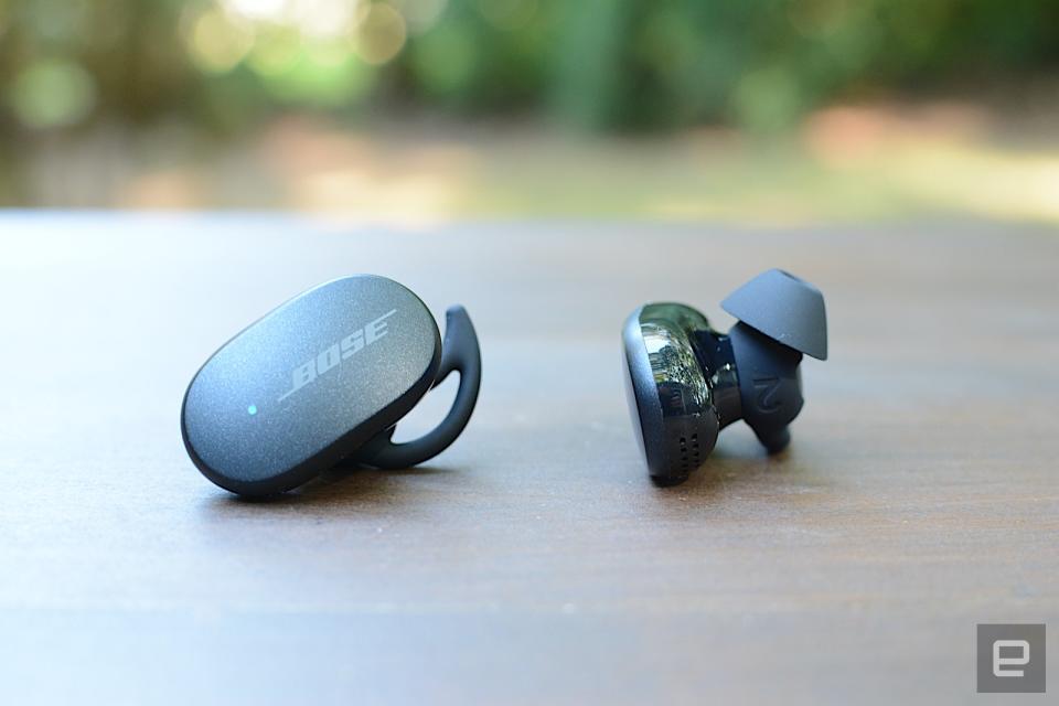 Bose doesn’t have the true wireless experience of some other headphone companies, but you would never know it. The QC Earbuds are a huge leap over the SoundSport Free model from 2017. The company provides the best ANC performance you’ll find in true wireless buds on top of great sound quality. There are some missing features, but the basics are covered, and there’s wireless charging as well.