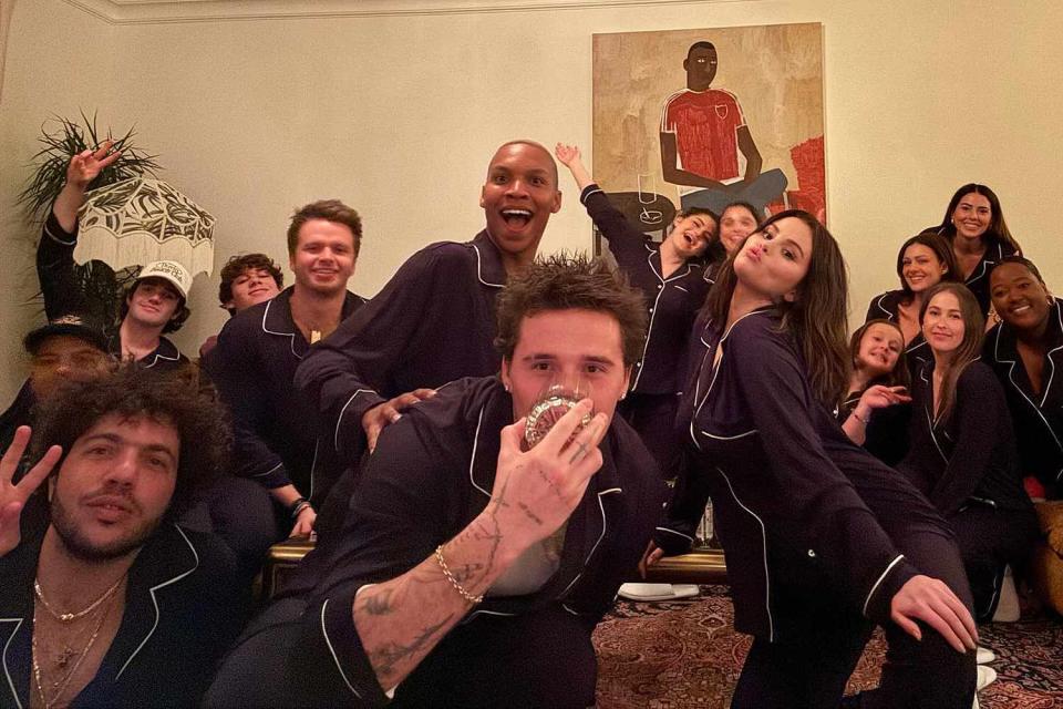 <p>Nicola Peltz/Instagram</p> Benny Blanco, Selena Gomez, Brooklyn and Nicola Peltz Beckham and friends