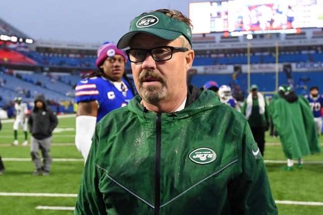 Dec 29, 2019; Orchard Park, New York, USA; New York Jets defensive coordinator Gregg Williams walks off the field following the game against the Buffalo Bills at New Era Field. Mandatory Credit: Rich Barnes-USA TODAY Sports