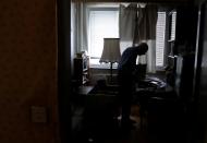 Petr Brandejsky, a 90-year-old Holocaust survivor, stands at his apartment in Prague