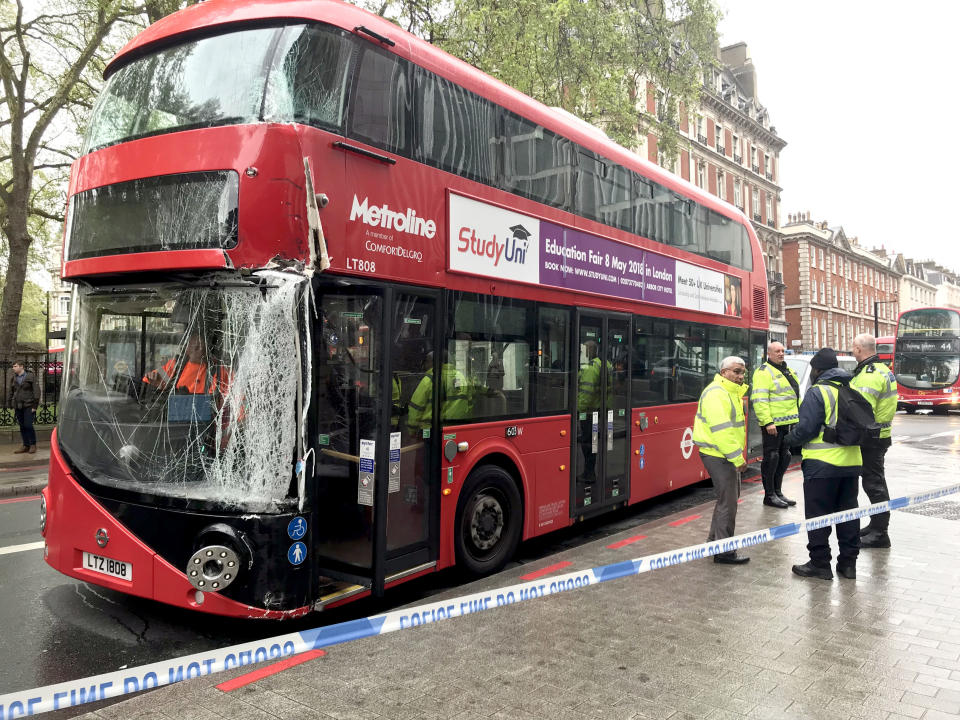 The bus crashed near Buckingham Palace on Wednesday morning (Picture: PA)