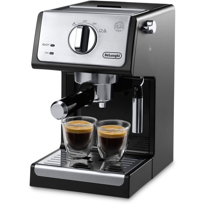 6) Black/Stainless Steel DeLonghi ECP3420 15 Bar Pump Espresso and Cappuccino Machine with Advanced Cappuccino System