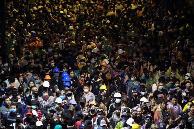 Demonstrators attend a rally in Bangkok