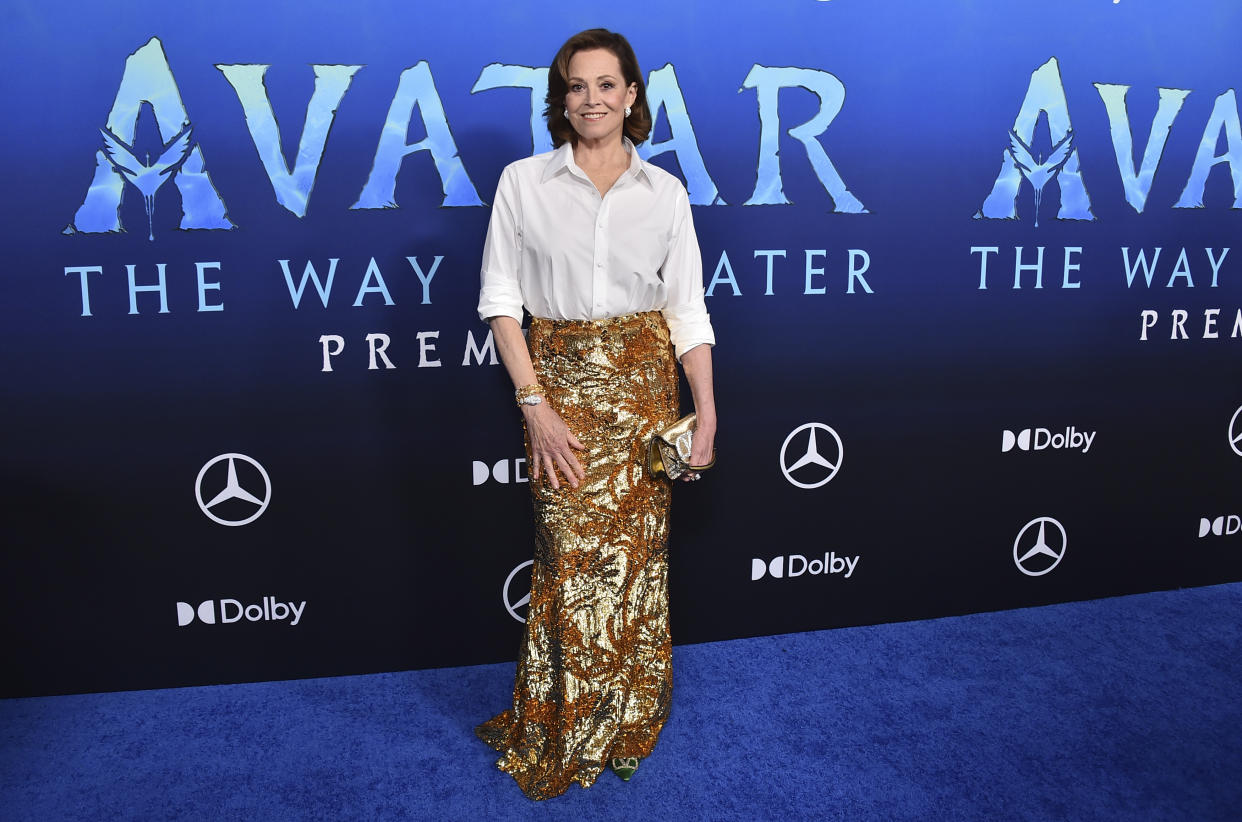 Sigourney Weaver arrives at the U.S. premiere of "Avatar: The Way of Water," Monday, Dec. 12, 2022, at Dolby Theatre in Los Angeles. (Photo by Jordan Strauss/Invision/AP)